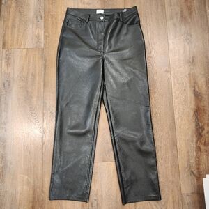 Aritzia Wilfred Pants Melina Black Vegan Leather High Waist Straight size 10